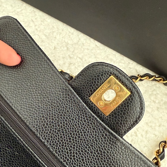 Doubla flap small size bag black leather caviar gold brand new full box - Picture 8 of 14